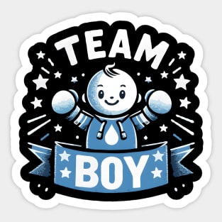 Team Boy Baby Announcement Gender Reveal Party Boxing Sticker